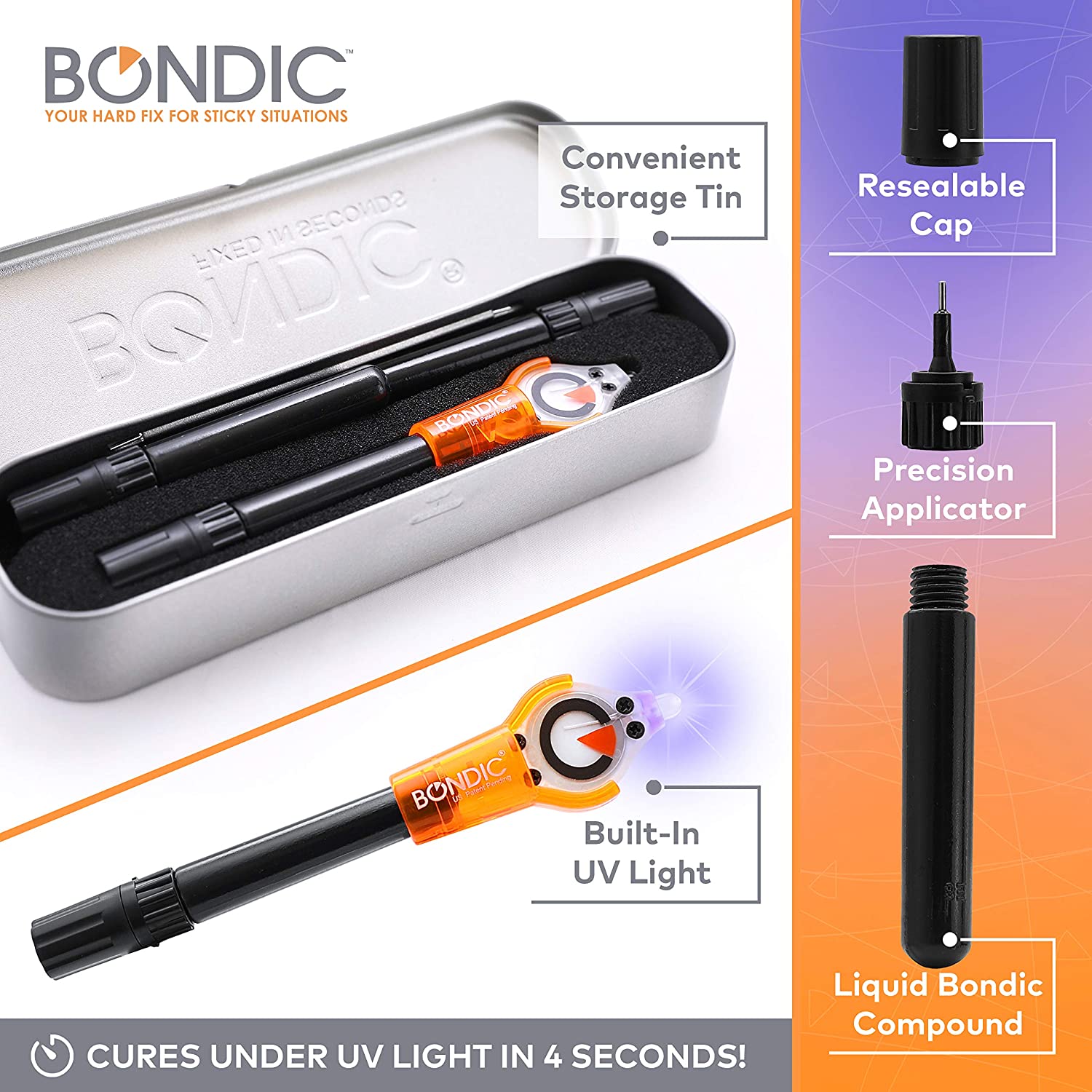 Bondic UV-LIGHT-GLUE - Bondic GO - UV Glue Kit with Light, Super